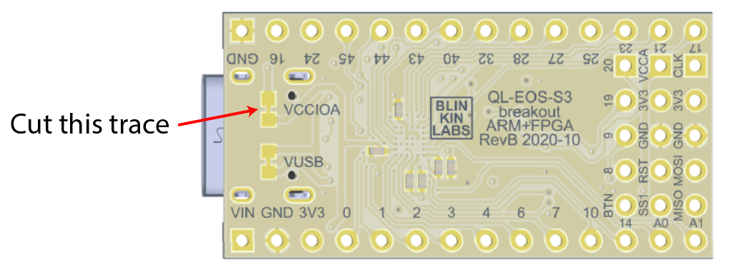 Cut the VCCIO trace